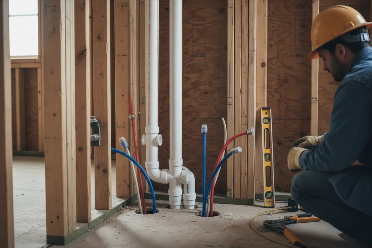 Drain and supply rough-in during Drain Cleaning in West Hartland